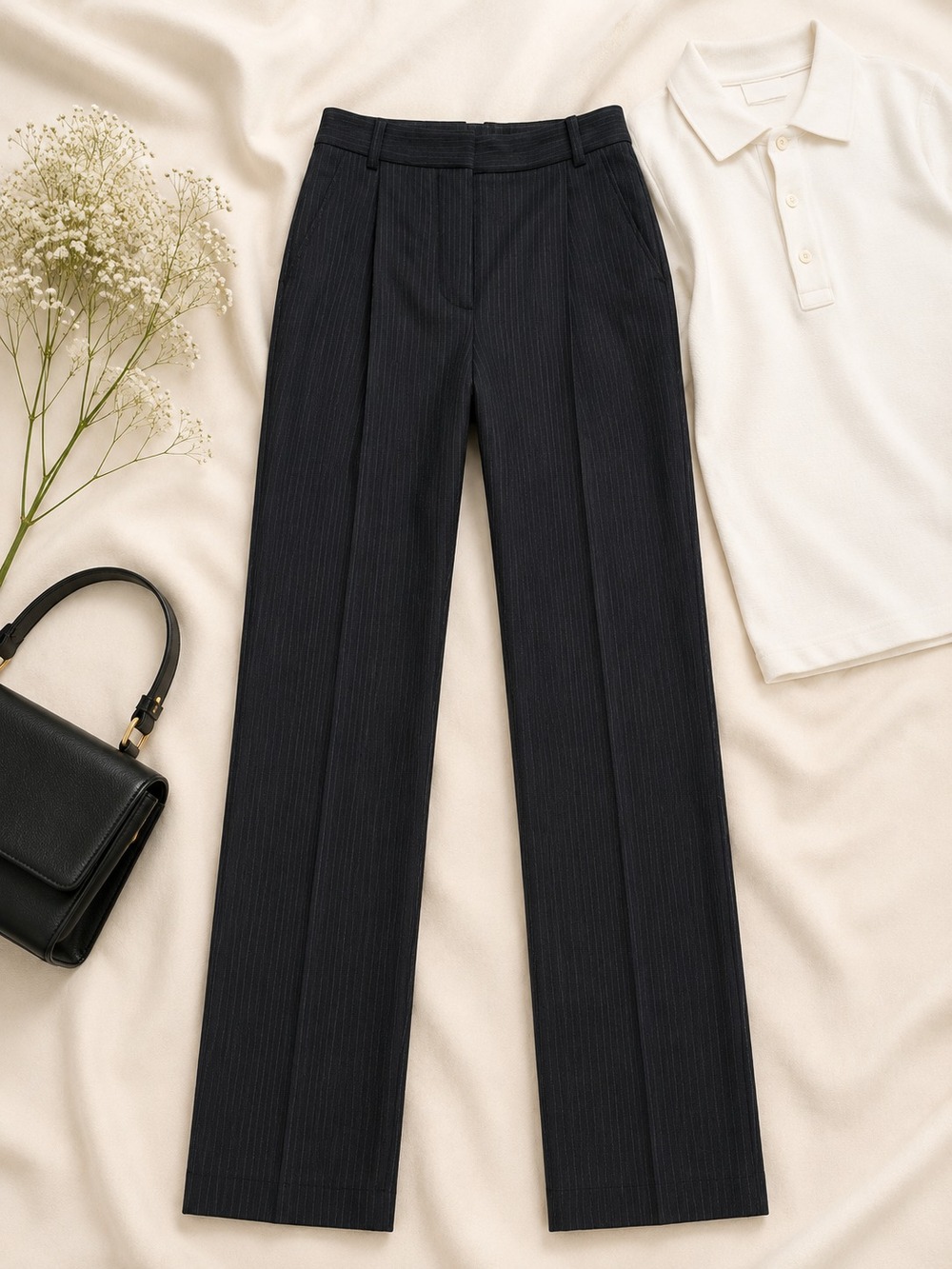 Nili Lotan pinstripe wide-leg trousers, like new